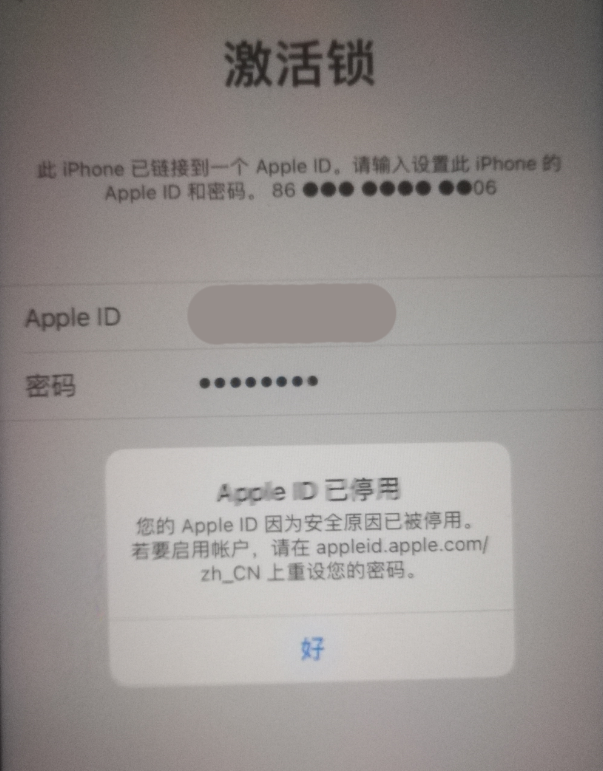 舞钢苹果手机维修分享iPhone 12 出现提示“Apple ID 已停用”怎么办 