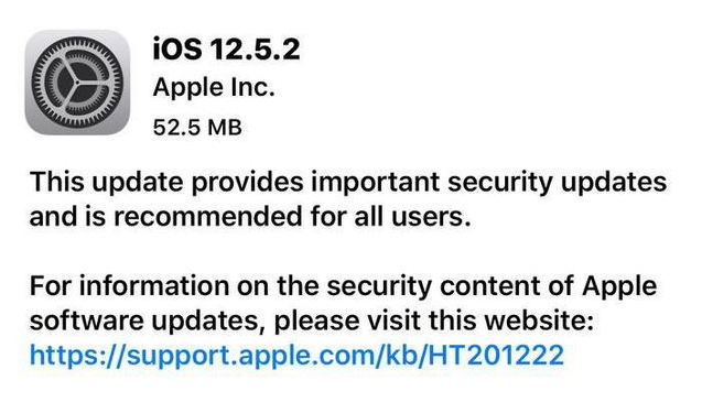 舞钢苹果手机维修分享iOS12.5.2发布，建议所有老苹果用户安装 